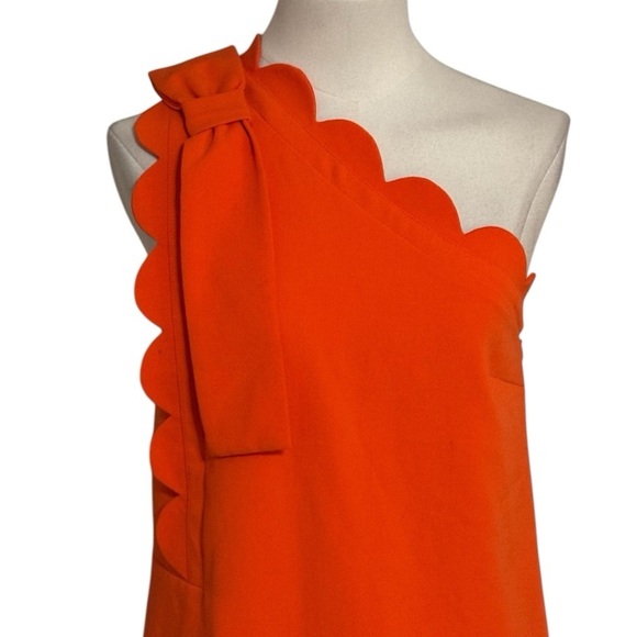 Orange One Shoulder Scallop Victoria Beckham X Target Calla Lily Ruffle Dress XS - Picture 12 of 16